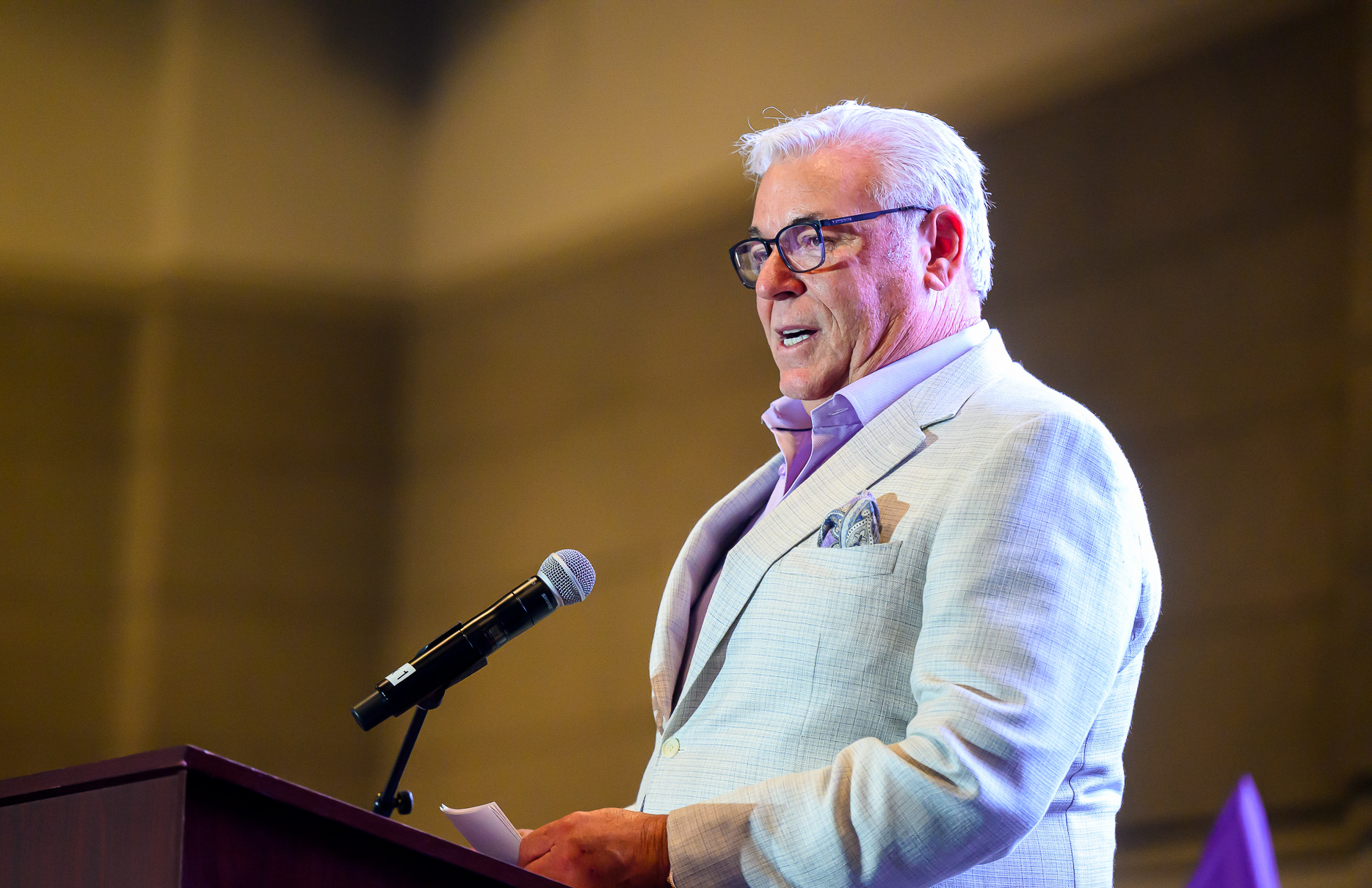 Bryan David Arceneaux of Larose speaks during Northwestern State University's Long Purple Line induction luncheon Oct. 23.