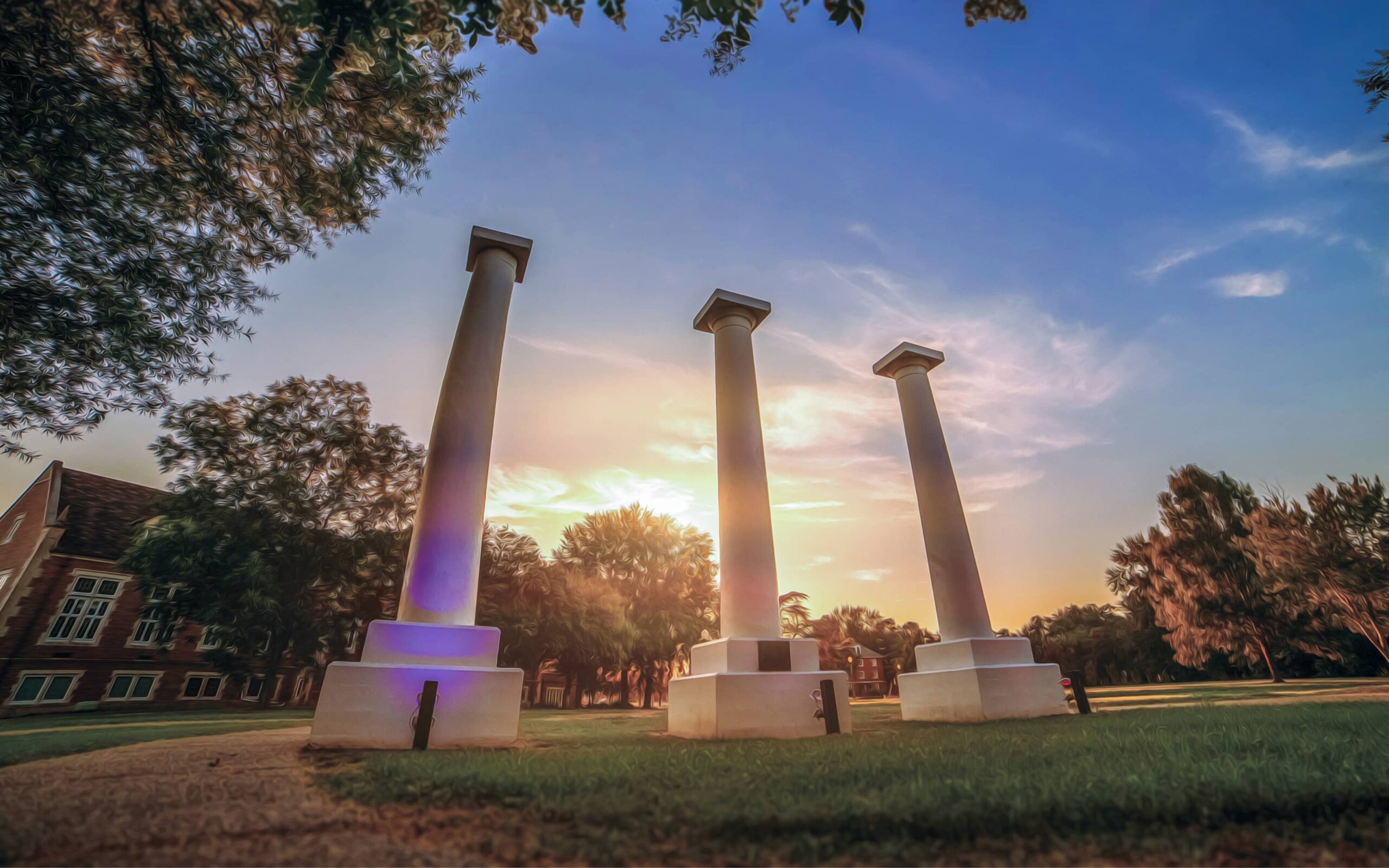 NSU campus during sunset of pillars