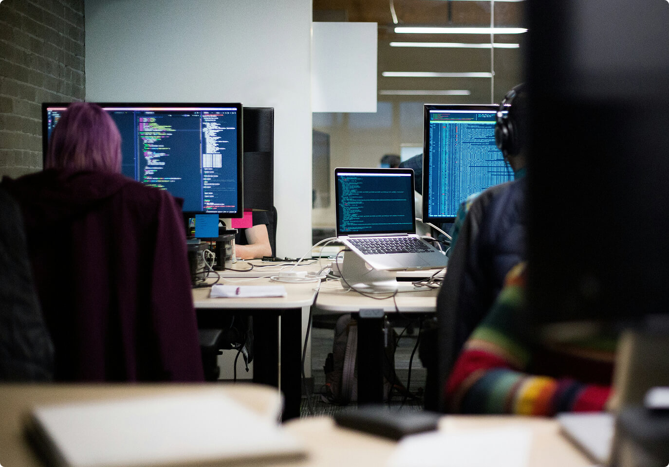 Students using a computer lab.