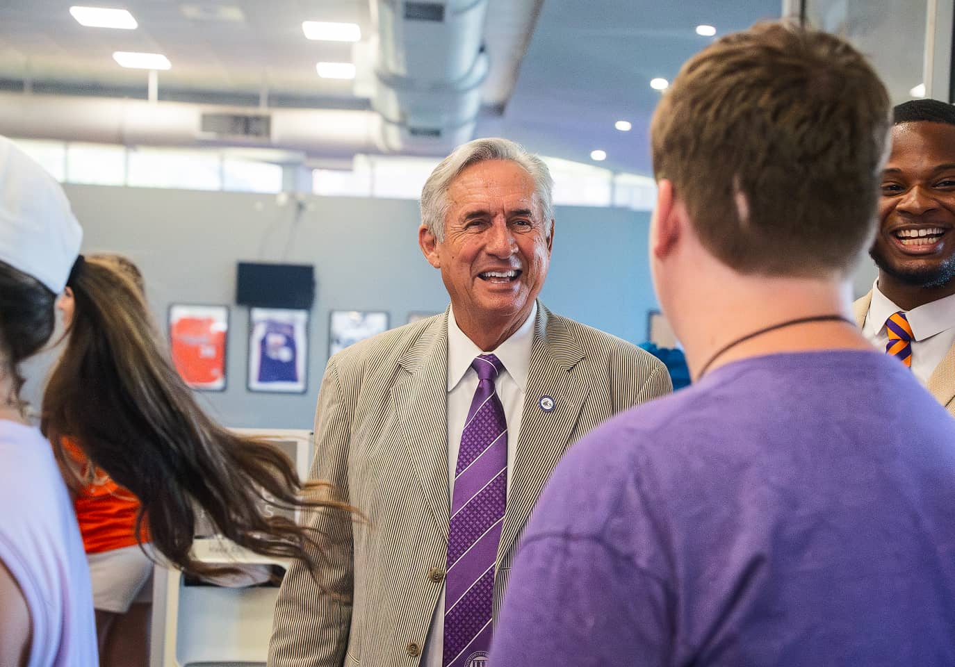NSULA president speaking to students on campus