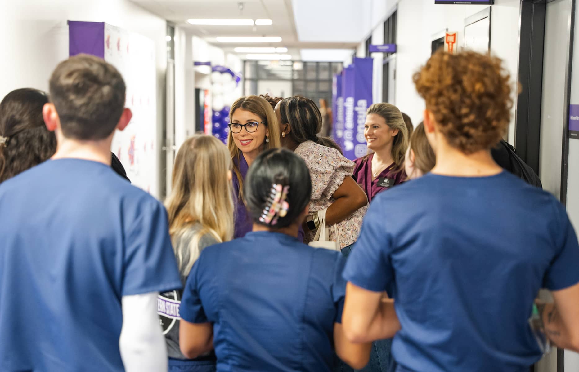 NSU students taking a campus tour with the Dean of CONSAH