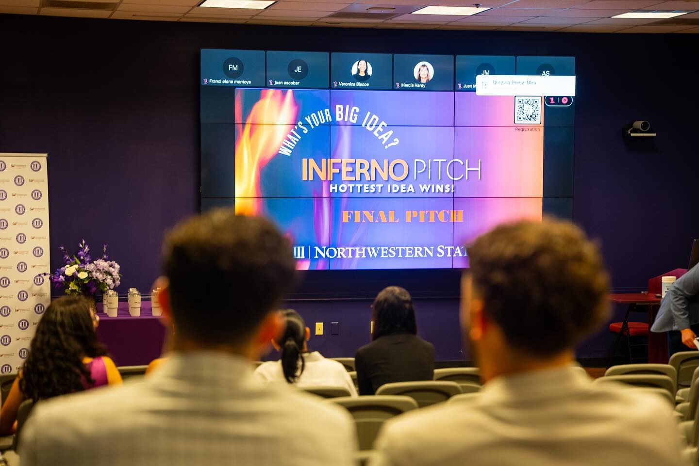 NSU students watch as students participate in the Inferno Pitch