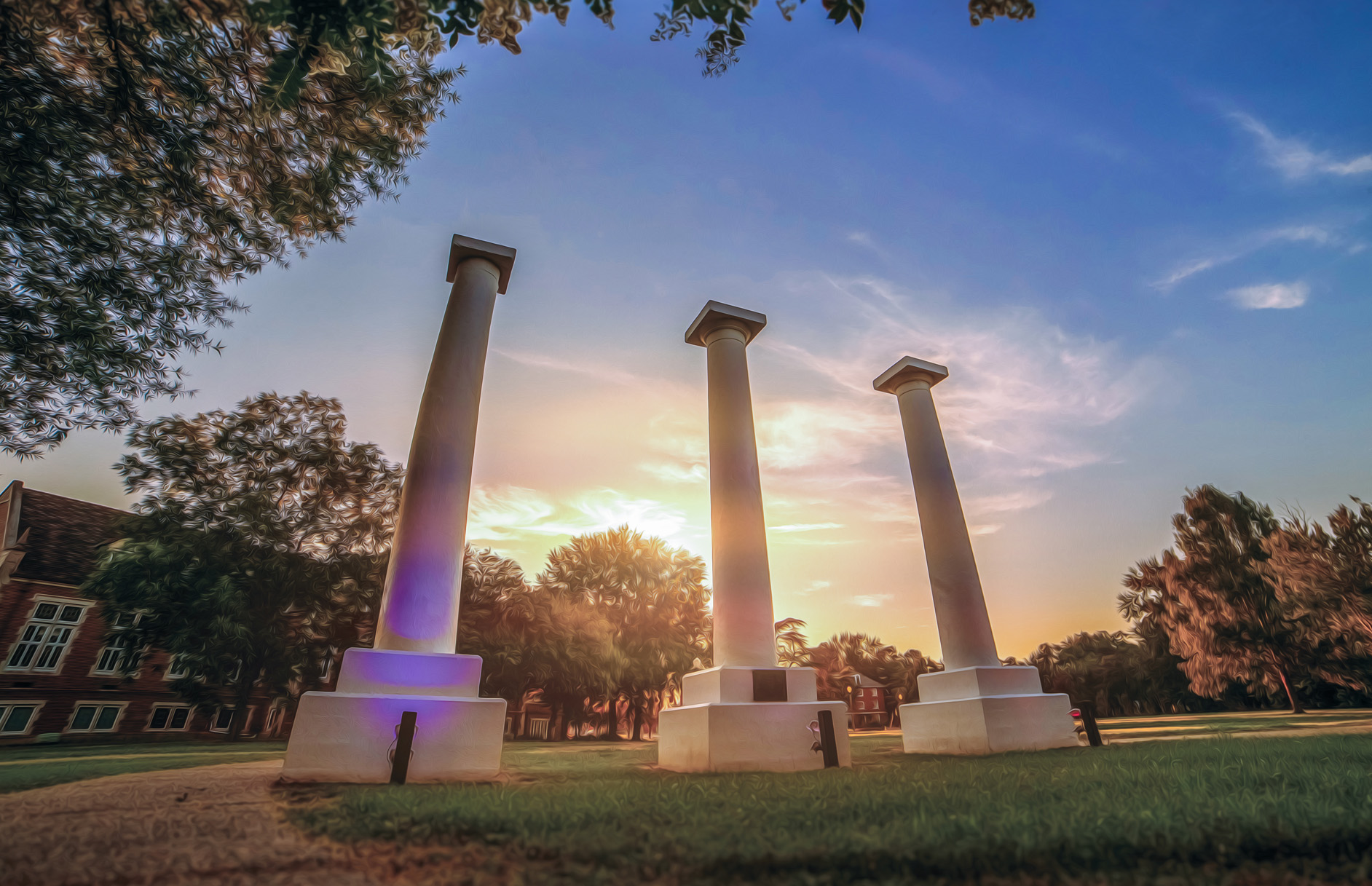 Columns on Normal Hill at sunset