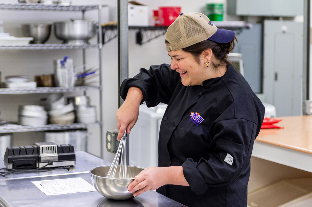 NSU student in kitchen