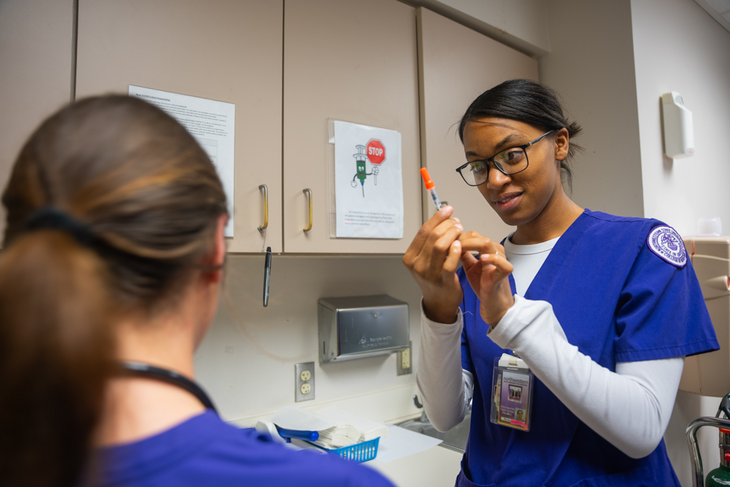 NSU Nursing students gaining hands-on experience in the hospital