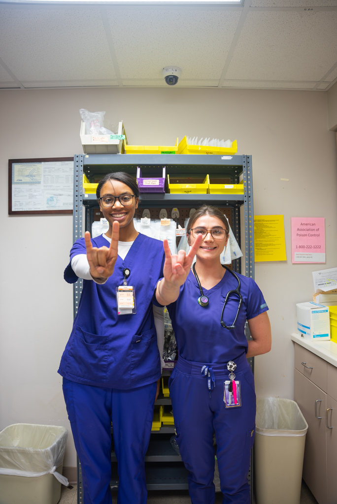 NSU Nursing students pose for a photo in the hospital