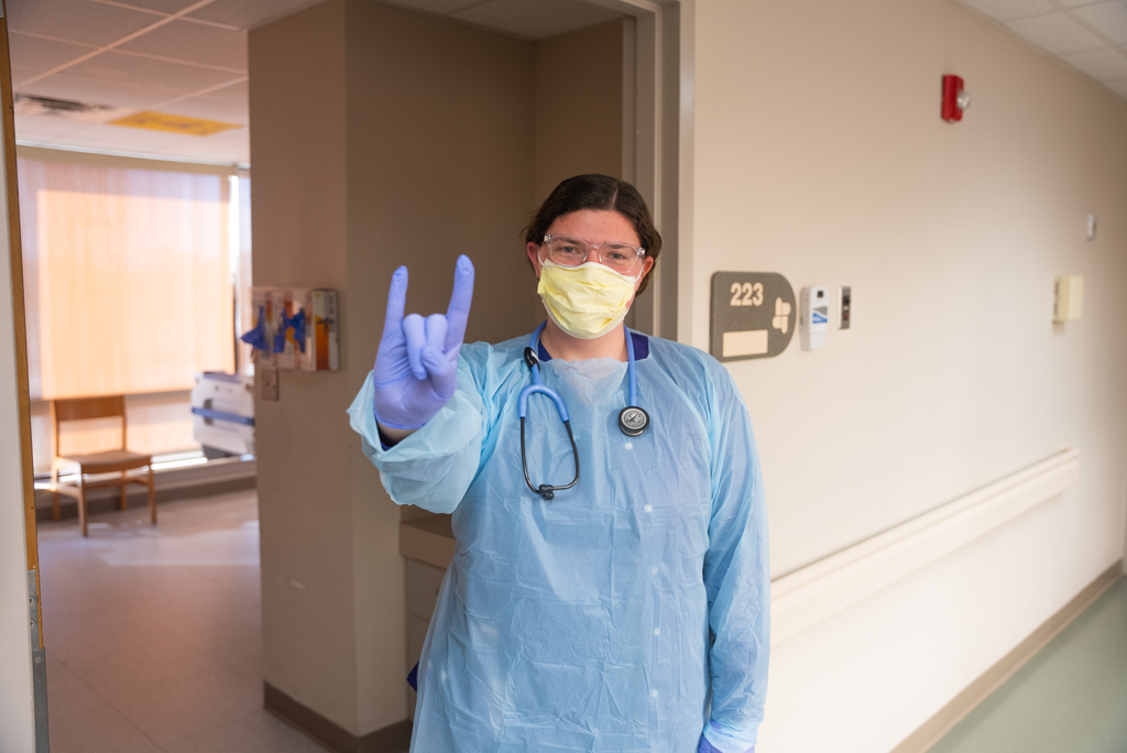NSU Nursing student in a hospital