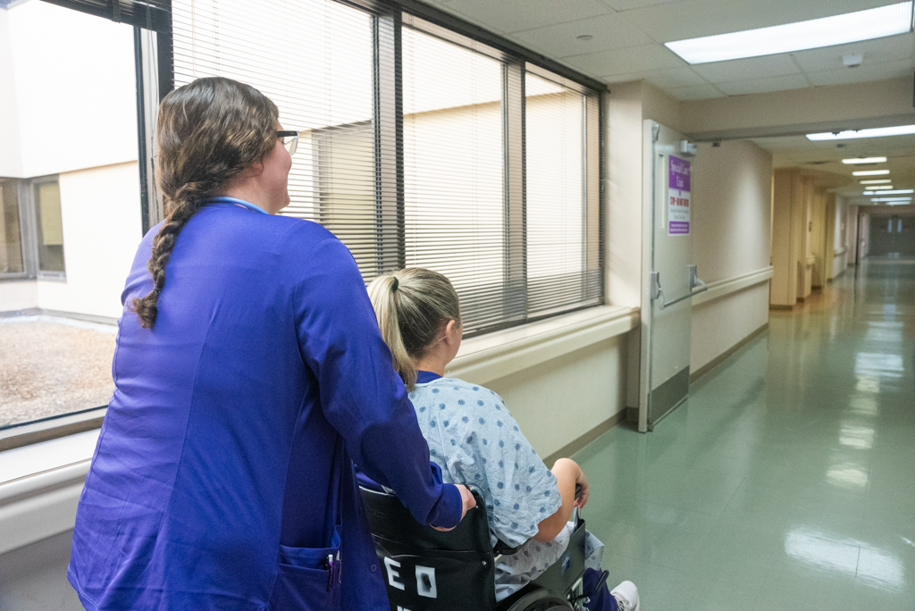NSU nursing student gaining hands-on experience in a hospital