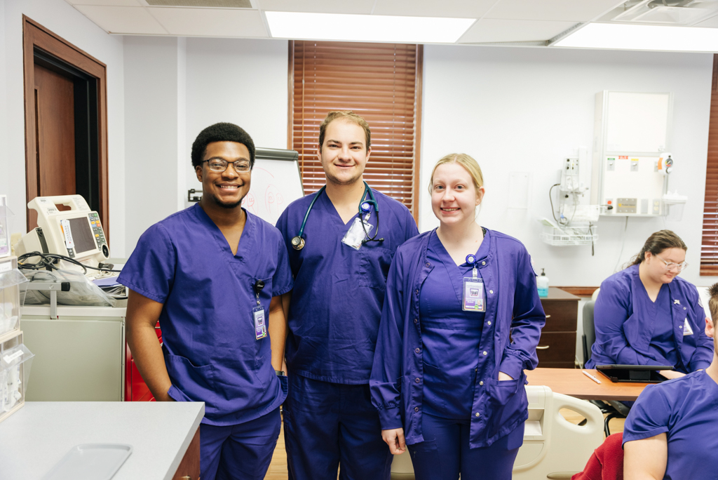 NSU Nursing students during a lab