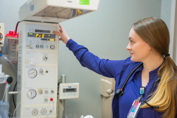NSU nursing student at SIM LAB.