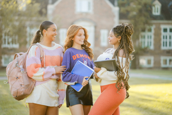 NSU students conversating on campus