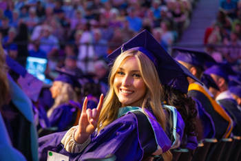 NSU student at graduation ceremony.