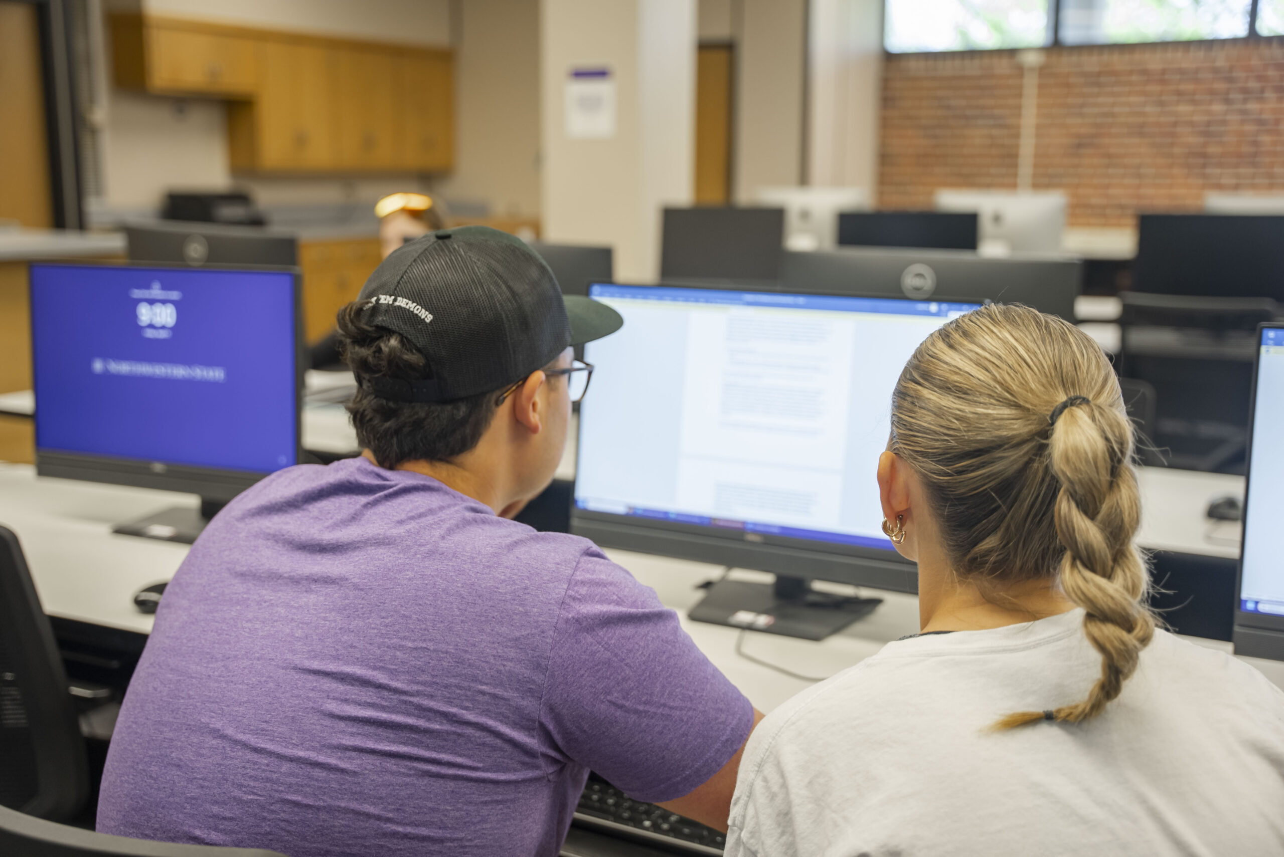 Students working together in the computer lab