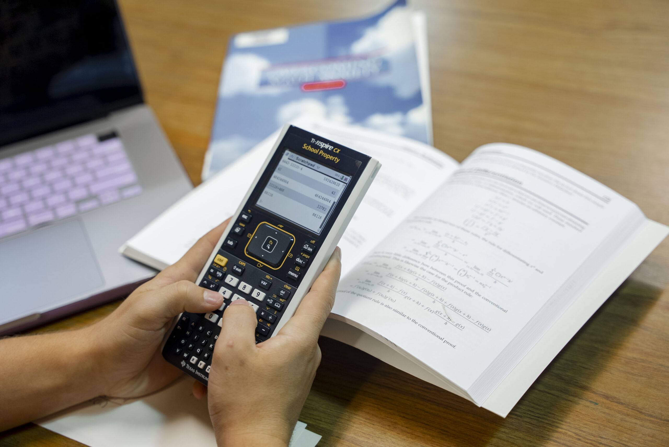Student using calculator