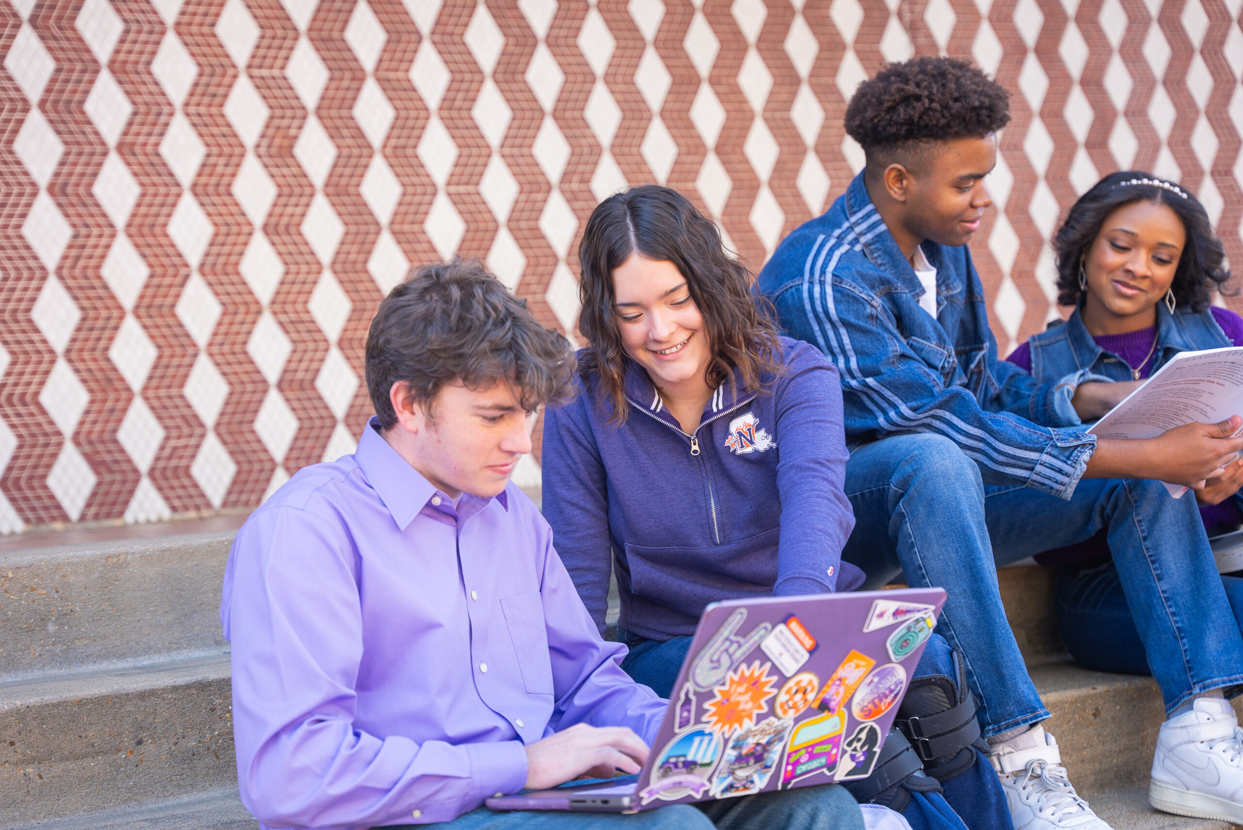 Students studying outside of Kyser Hall