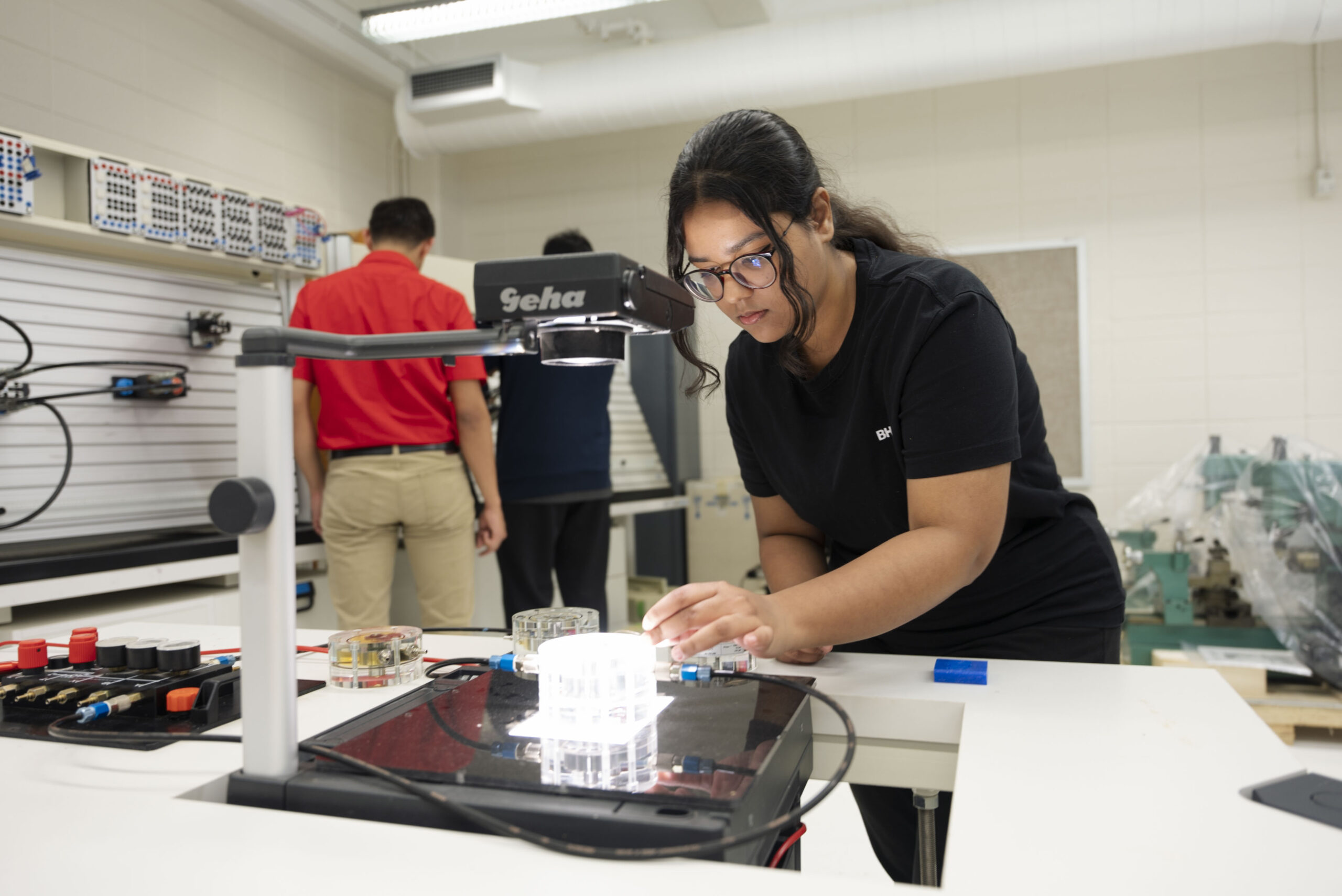 Engineering student in a lab