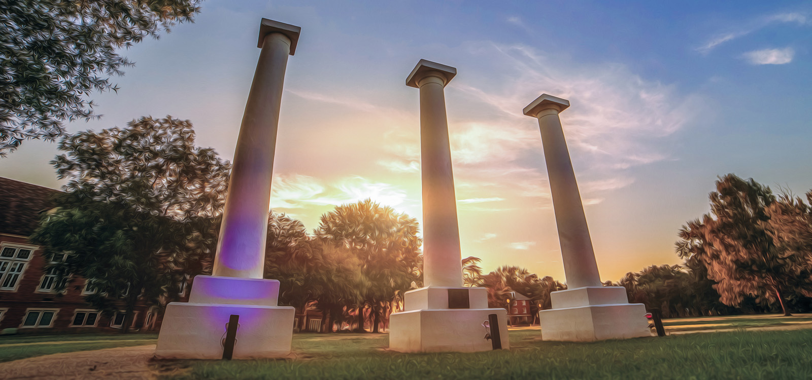 The famous Three Columns at Northwestern State University.