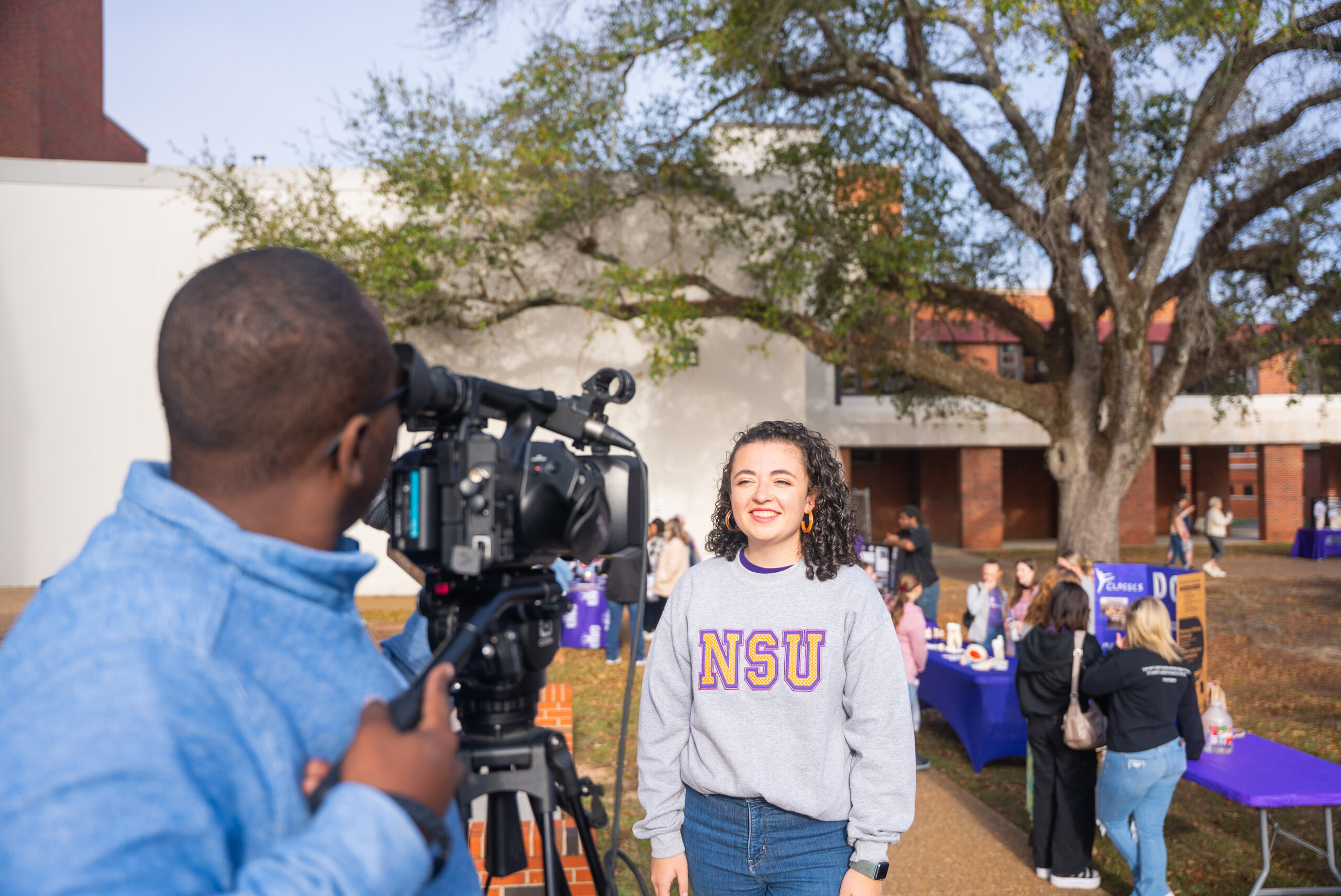 NSU student interviewing with local news outlet