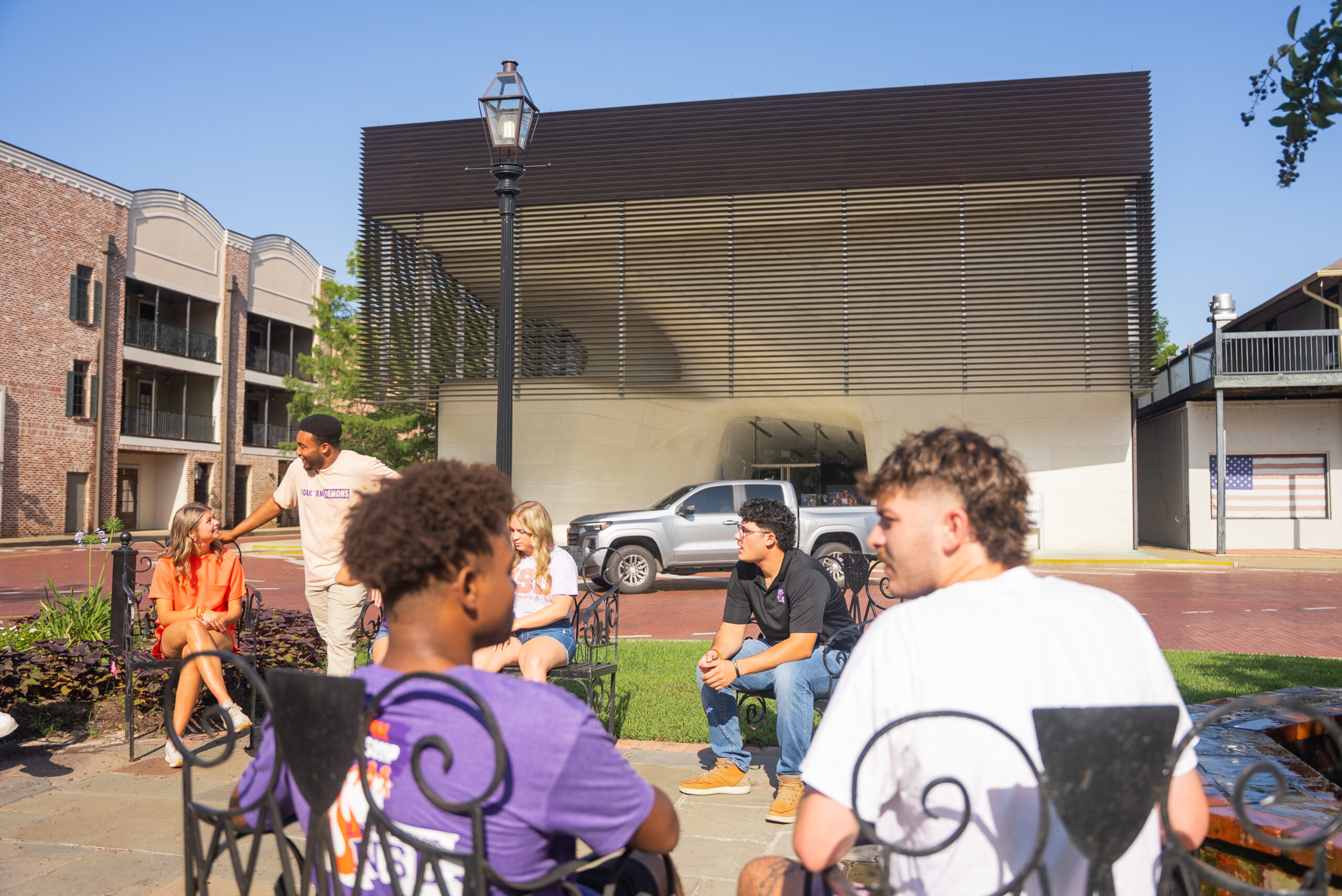 students walking in downtown natchitoches