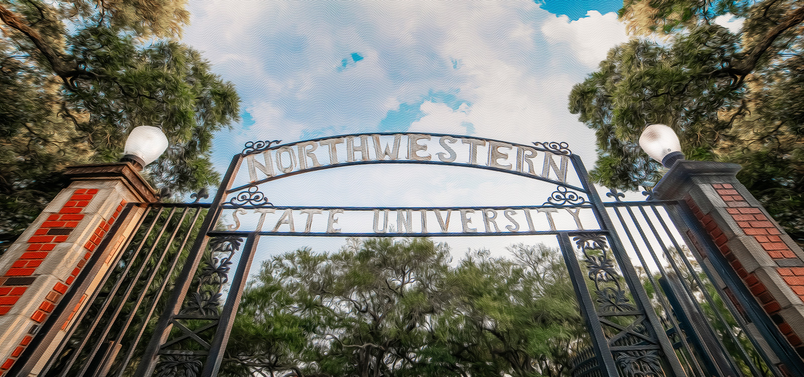 Iconic entrance gates to Northwestern State University
