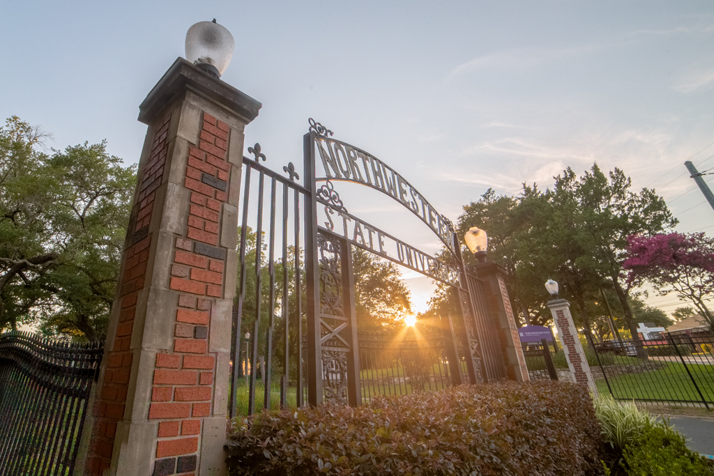 Front image of NSU entry gates on Central Ave