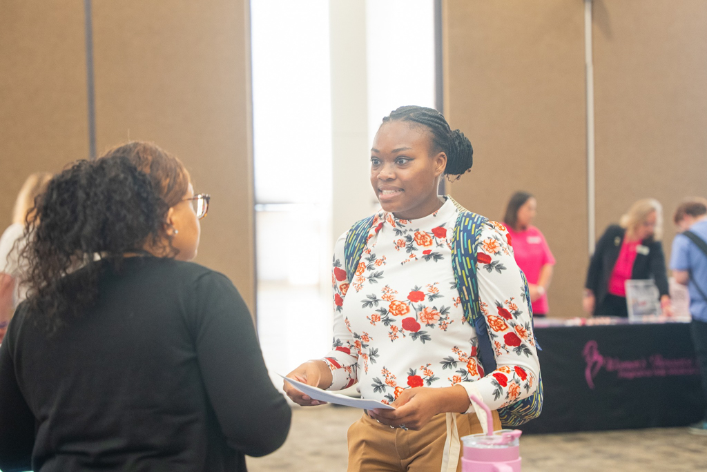 NSU student at Career Fair on campus of Northwestern State University