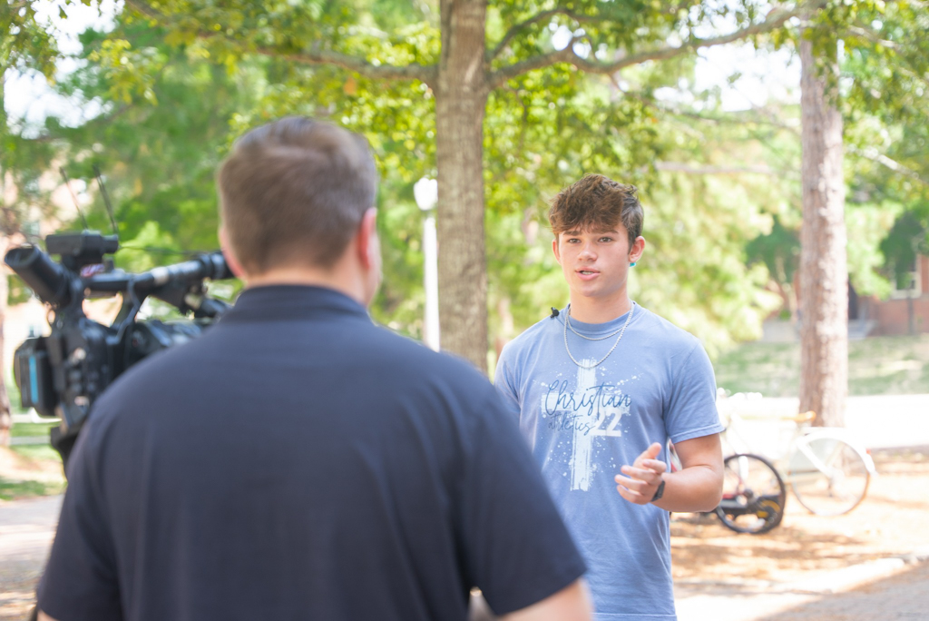 NSU student being interview by KALB-TV