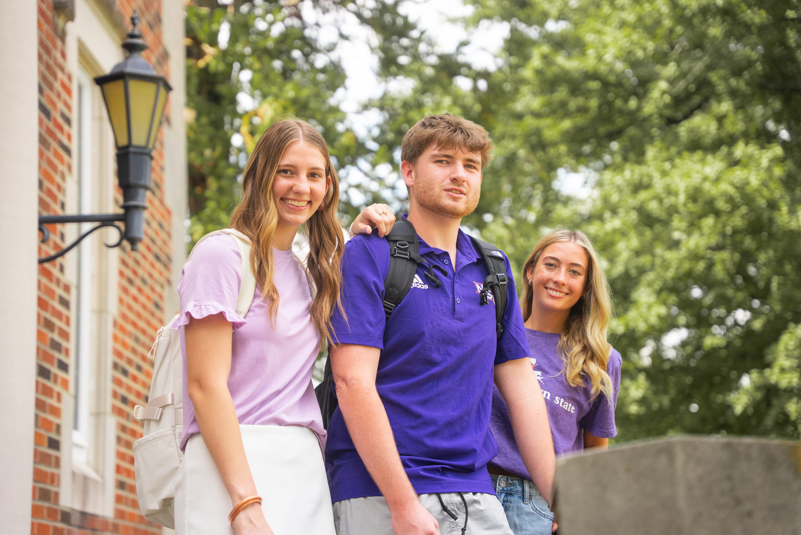 students studying on campus