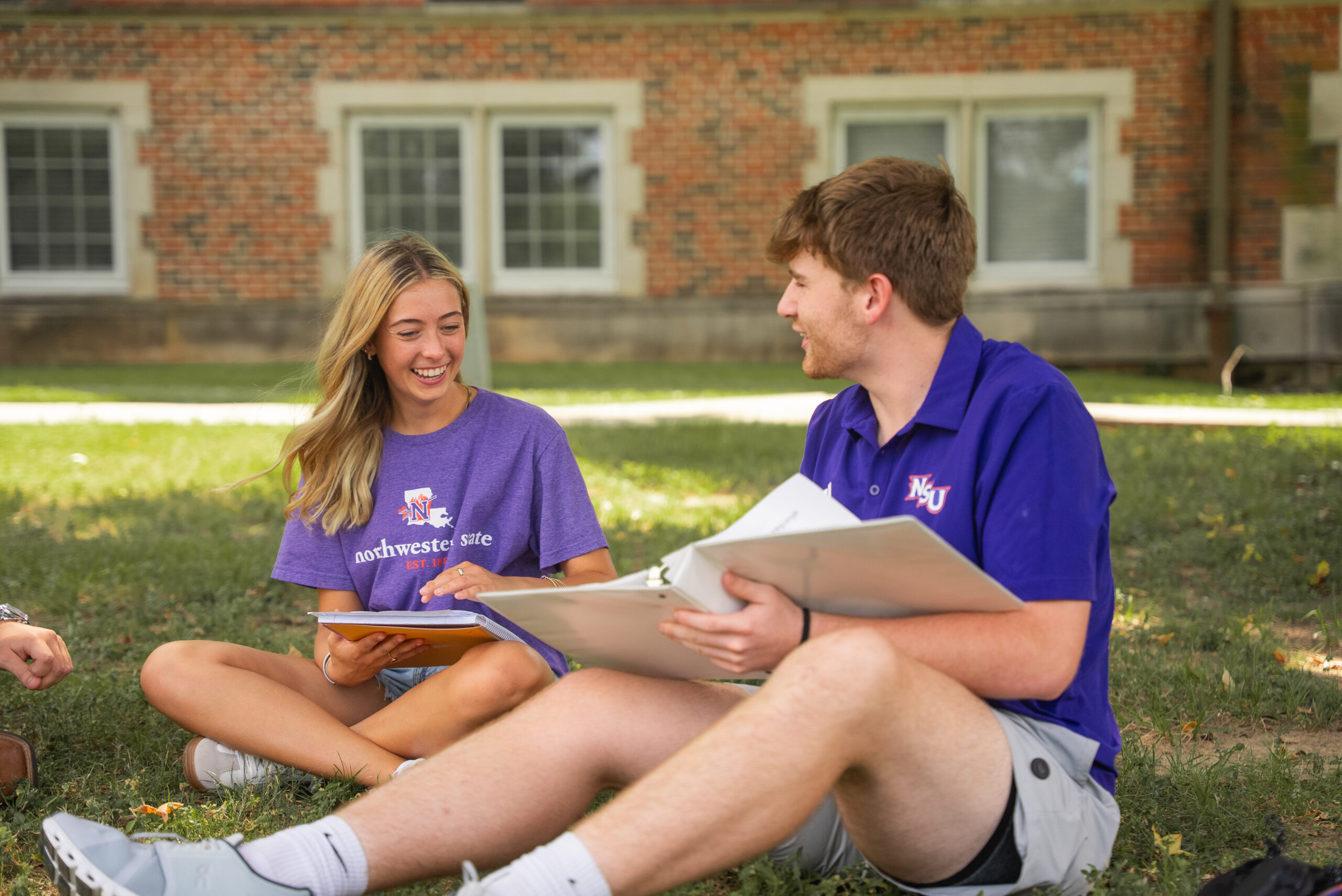 students studying on campus