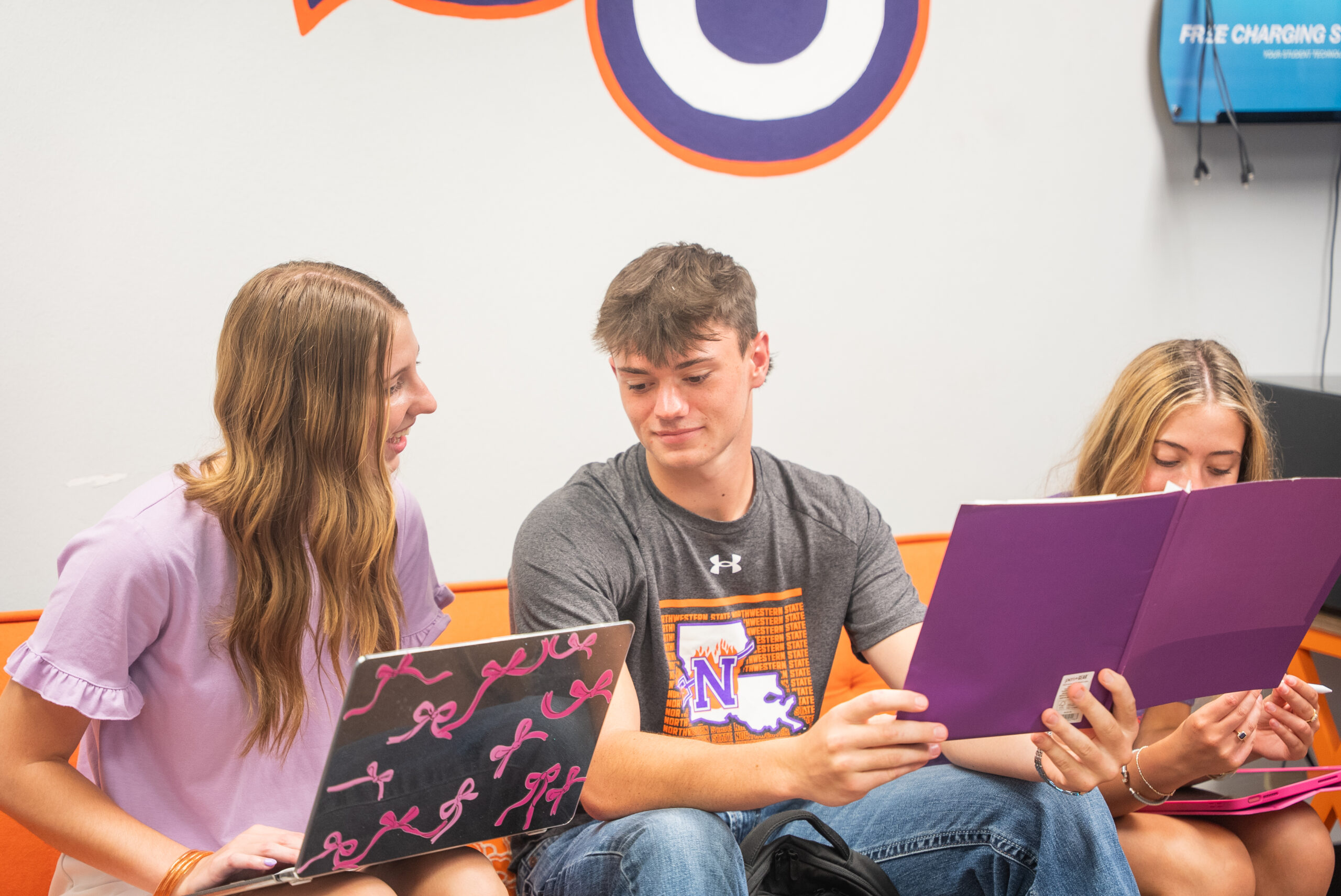 students studying on NSU's campus