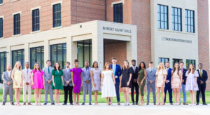 Members of the 2025 Homecoming Honor Court at Northwestern State University are, from left, Bryce Juneau of Cottonport, Amber Long of Benton, Tavon Anderson of Ville Platte, Ellie Hardy of Haughton, Christopher Richard of Abbeville, Brooke Straight of St. Francisville, Niklaus Jordan of Benton, Nilah Pollard of Benton, Carlton "CJ" Johnson, II of Baton Rouge, Ja'Naya Woodard of Lake Charles, Honor Court Queen Peyton Fuller of Deville, Honor Court King Logan Chadwick of Stanley, Chloe Zeringue of Thibodaux, Anthony Ugokwe of Alexandria, Alex Laurent of Lafayette, Honor Camus of Baton Rouge, Hunter Thomas of Baton Rouge, Maggie Martinez of Jennings, Parker Stroope of Shreveport, Eileen Ashley of Maurice and Kylan Williams of Lafayette. The court will be presented at halftime of the Homecoming football game against East Texas A&M on Saturday, Oct. 4.