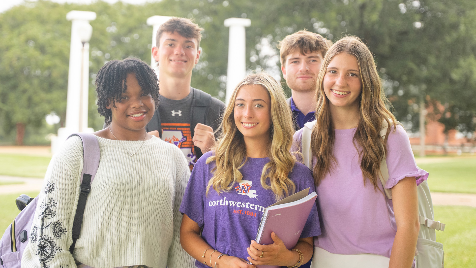 Undergraduates Amya Brown, Kaden Morrison, Alexandra Wilfong, Rafe Suggs and Bella Daniels, from left, are among the 8,402 students enrolled at NSU this fall.