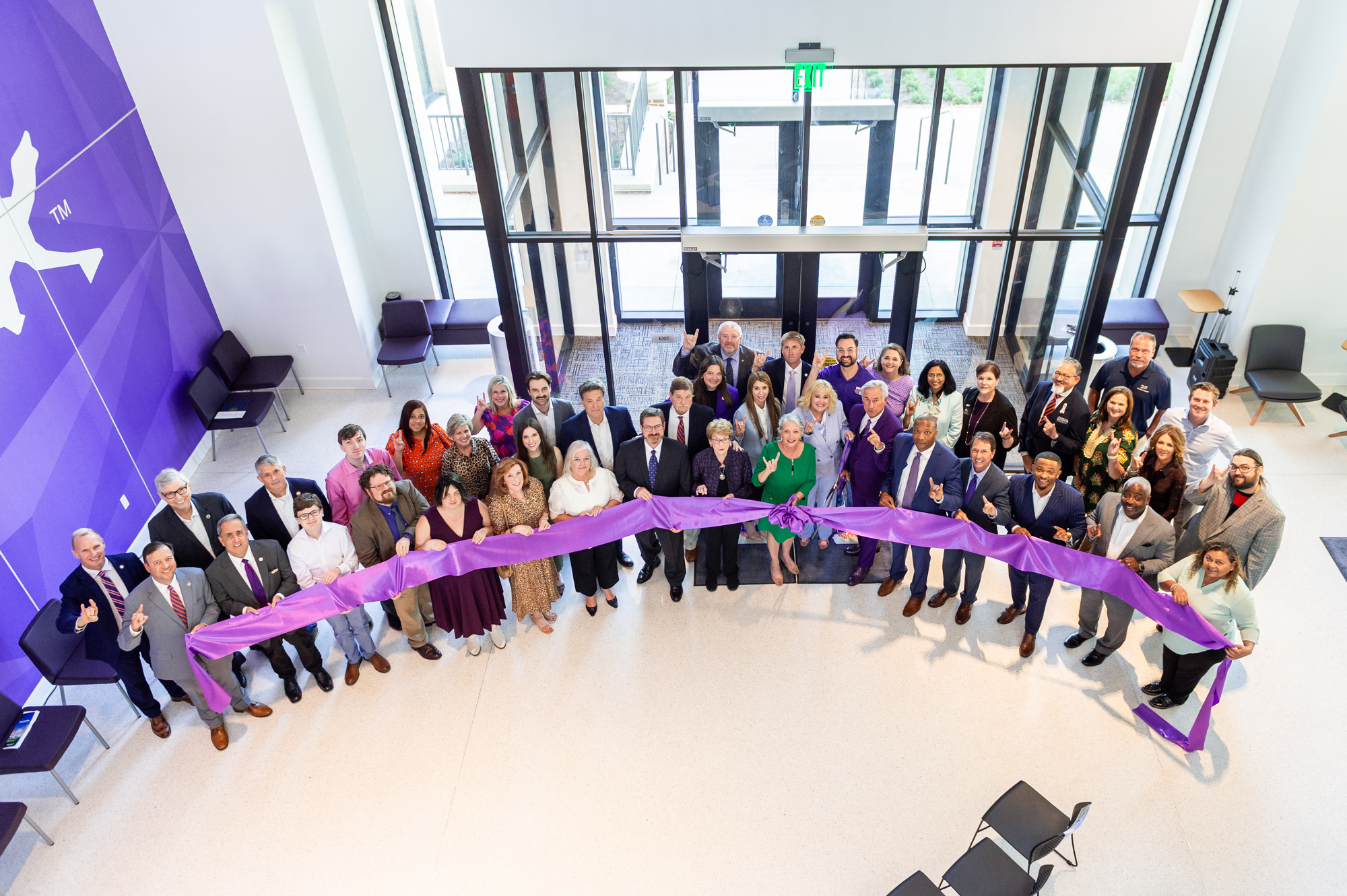 NSU and ULS System leadership, the Alost family and legislators and construction partners gathered to cut a ribbon to ceremonially open Dr. Robert Alost Hall Oct. 3. The 73,200-square-foot academic building opened this fall and replace Kyser Hall as the university’s main academic building.