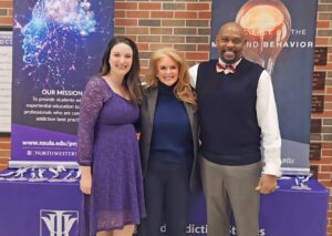 NSU graduate Hillary Bennett is pictured with Sarah Ebarb-Combs and Dr. Charles King.