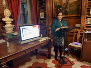 Dr. Nicole Lobdell gave a talk on the English writer Mary Shelley at the Keats-Shelley House in Rome to an audience who attended both in-person and virtually via Zoom.