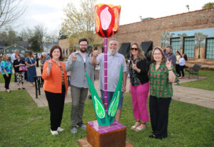Representing NSU at the unveiling were, from left, Laurie Morrow, Ethan McManus, Corbin Covher, Gwen Fontenot and Jill Leo.