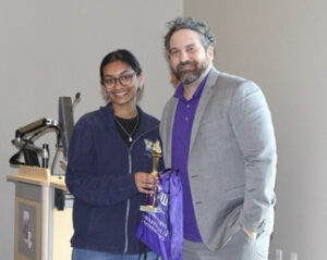 Bhuvana Danivas from Bolton Academy was second place winner of the Individual competition. She is pictured with Department Head Zeb Marcotte. 