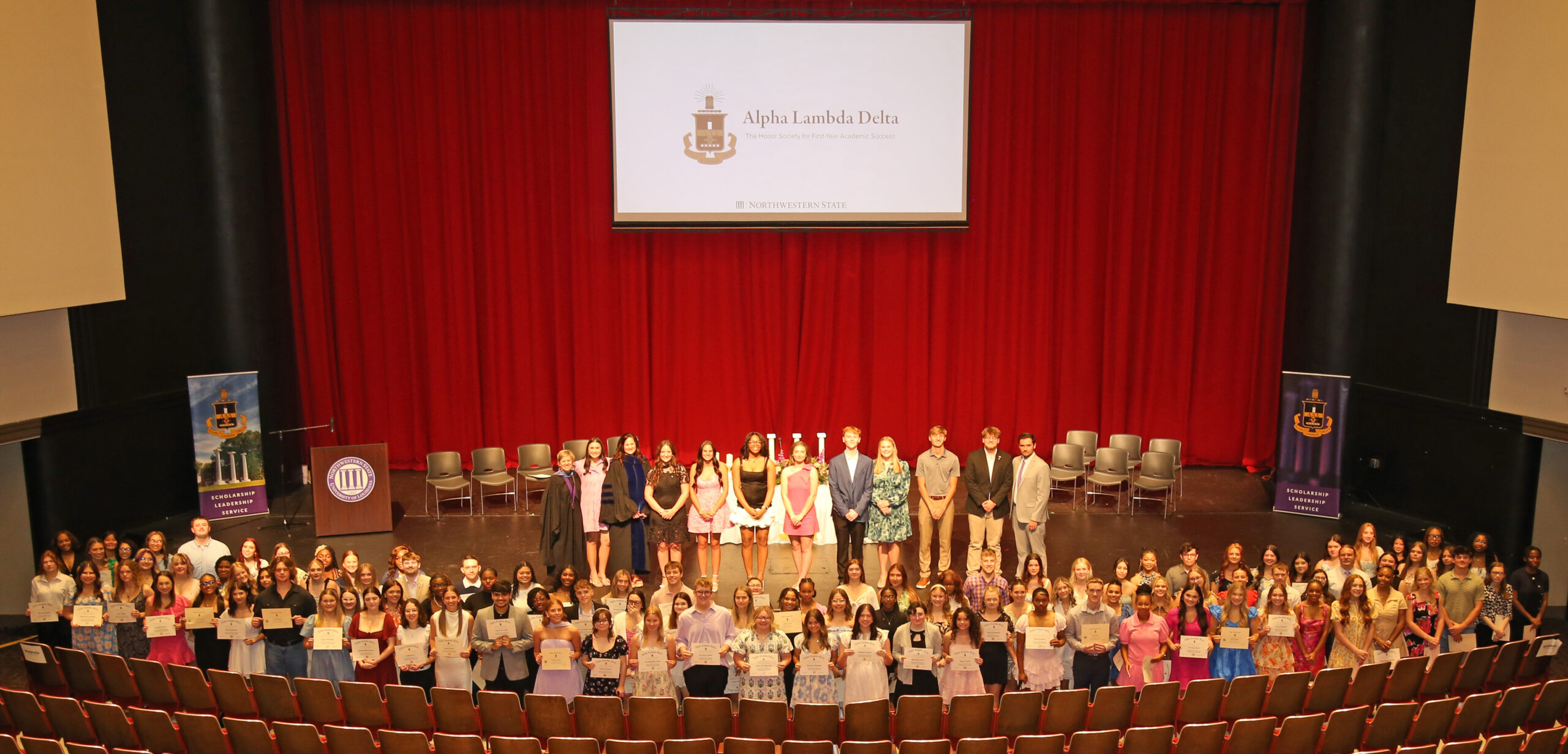 Northwestern State initiated 130 new members into Alpha Lambda Delta, the honor society for first-year students. Alpha Lambda Delta fosters lifelong academic success, scholarship opportunities and leadership training.