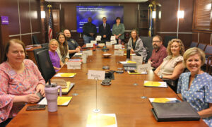 Northwestern State’s Behavior Intervention Team participated in training led by Jeffery Murray, a domestic security strategist with the U.S. Secret Service. Seated from left are Stephanie Dyjack, Campus Living Villages; Jessica Nash, director of Health Services; Dr. Yonna Pasch, director of Student Affairs; University Police Captain Wes Harrell, Veronica Biscoe, executive director of Institutional Effectiveness and Human Resources; Zachary Veuleman, director of Counseling Services; Chrissey Smith, director of Accessibility and Disability Support, and Reatha Cox, vice president for the Student Experience and dean of students. Standing are Jon Caliste, director of University Safety and Compliance; Murray and Julie Powell, director of Title IX Compliance and Title IX coordinator. Not shown are Martha Koury, Leesville campus director; Dr. Chris Lyles representing academics and Traci Norris, Student Conduct.