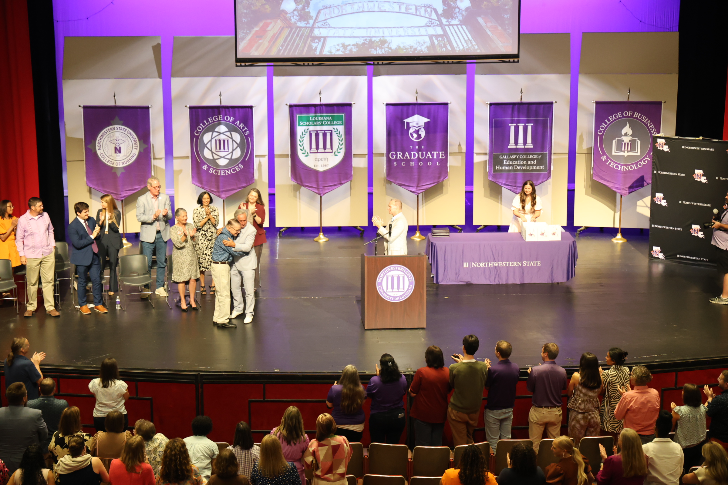 Dr. Hiram “Pete” Gregory got a standing ovation when he was recognized for 65 years of service to NSU.