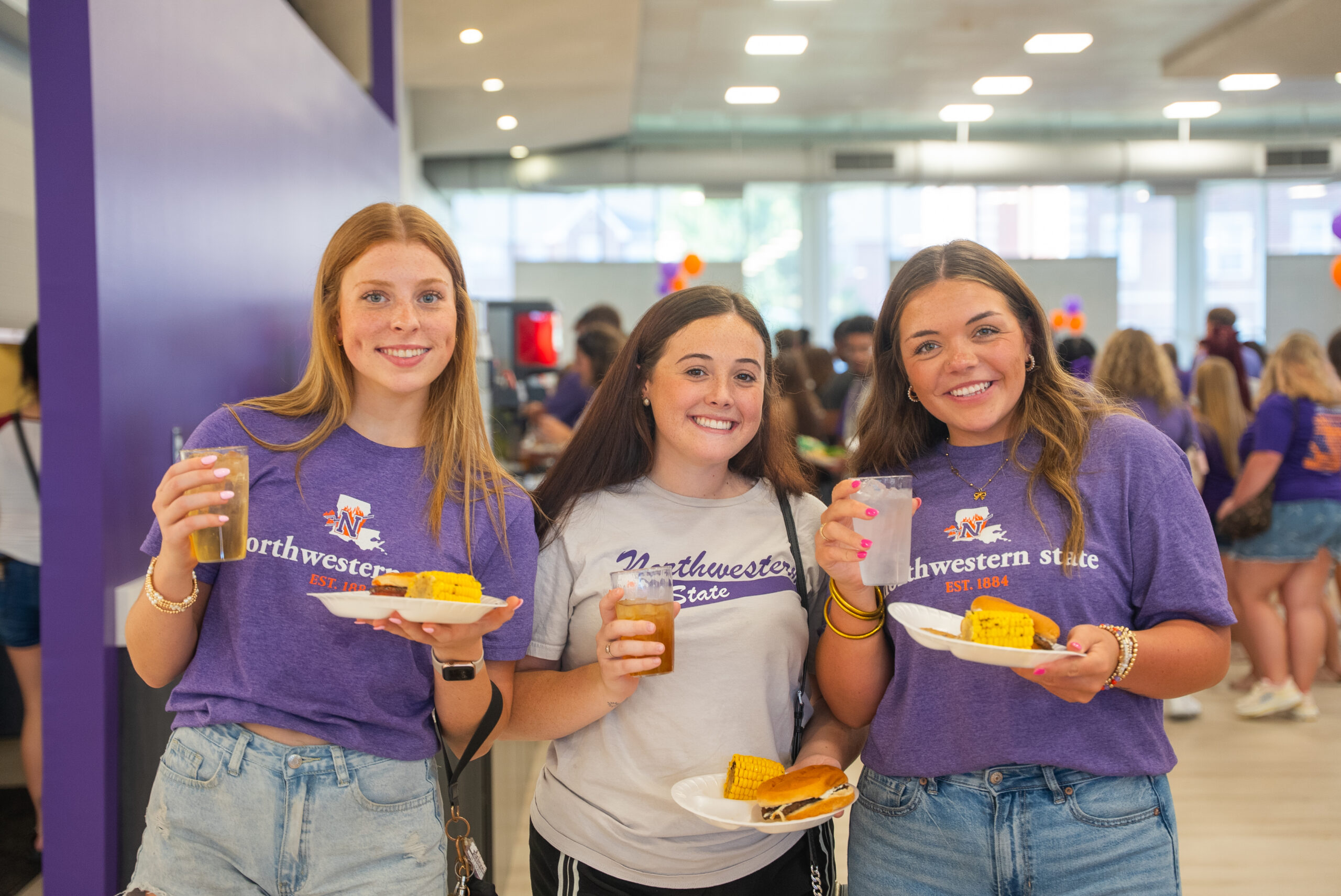 NSU students in a campus dining hall