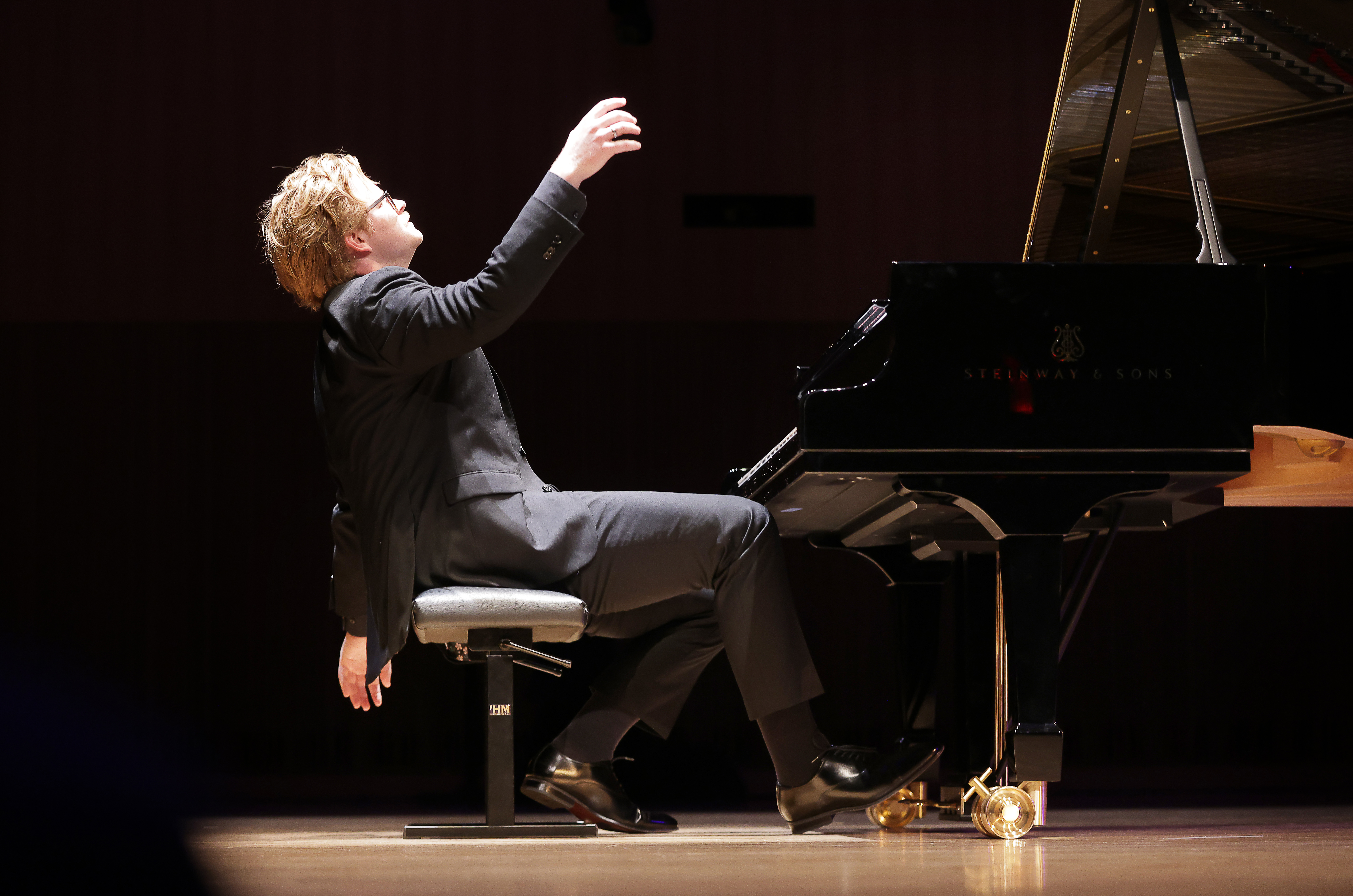 May 24, 2025. Carter Johnson, 28, of Canada/The United States during the Quarterfinal Round performance in the Seventeenth Van Cliburn International Piano Competition in the Van Cliburn Concert Hall at TCU in Fort Worth, Texas USA.