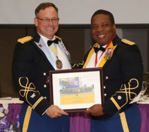Col. J. Adam Barlow, garrison commander at Fort Polk, was guest speaker at the 76th Demon Battalion Military Ball. LTC Tyrek Swaby, professor of Military Science, presented a certificate of thanks. 