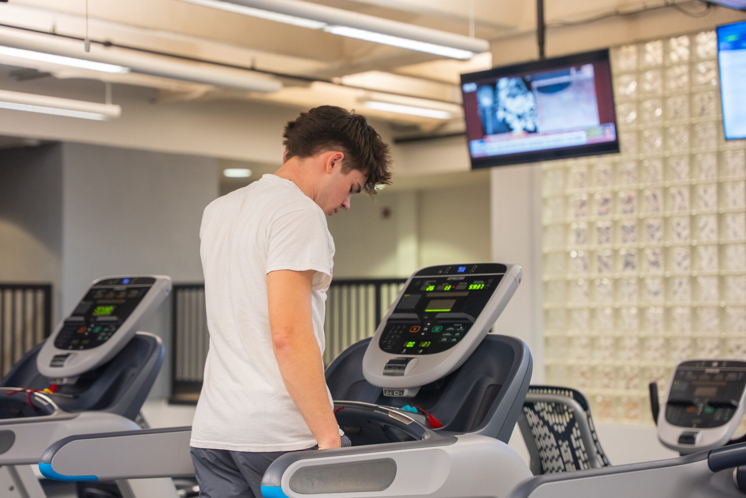 NSU student on a treadmill