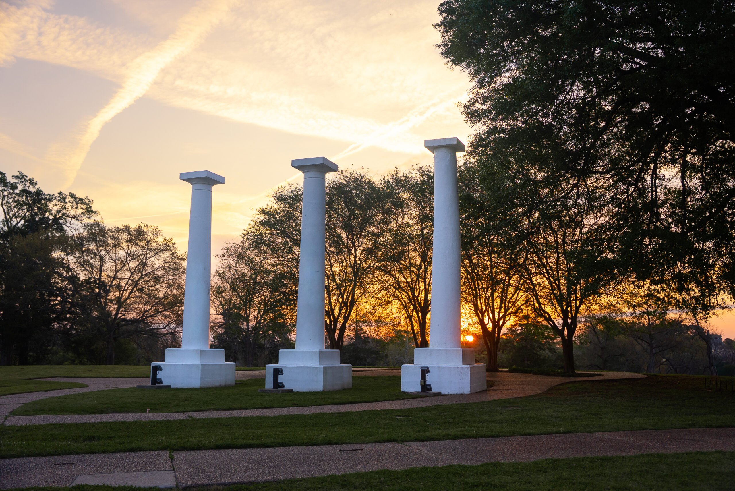 sunset at NSU Columns