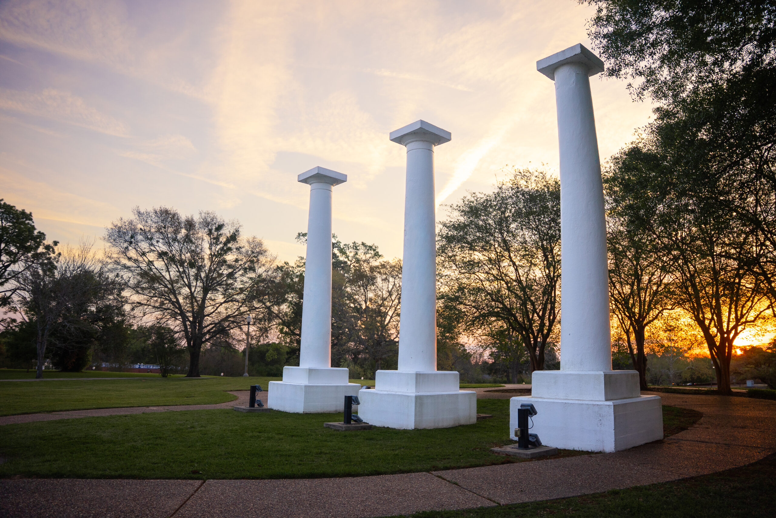 sunset at NSU Columns