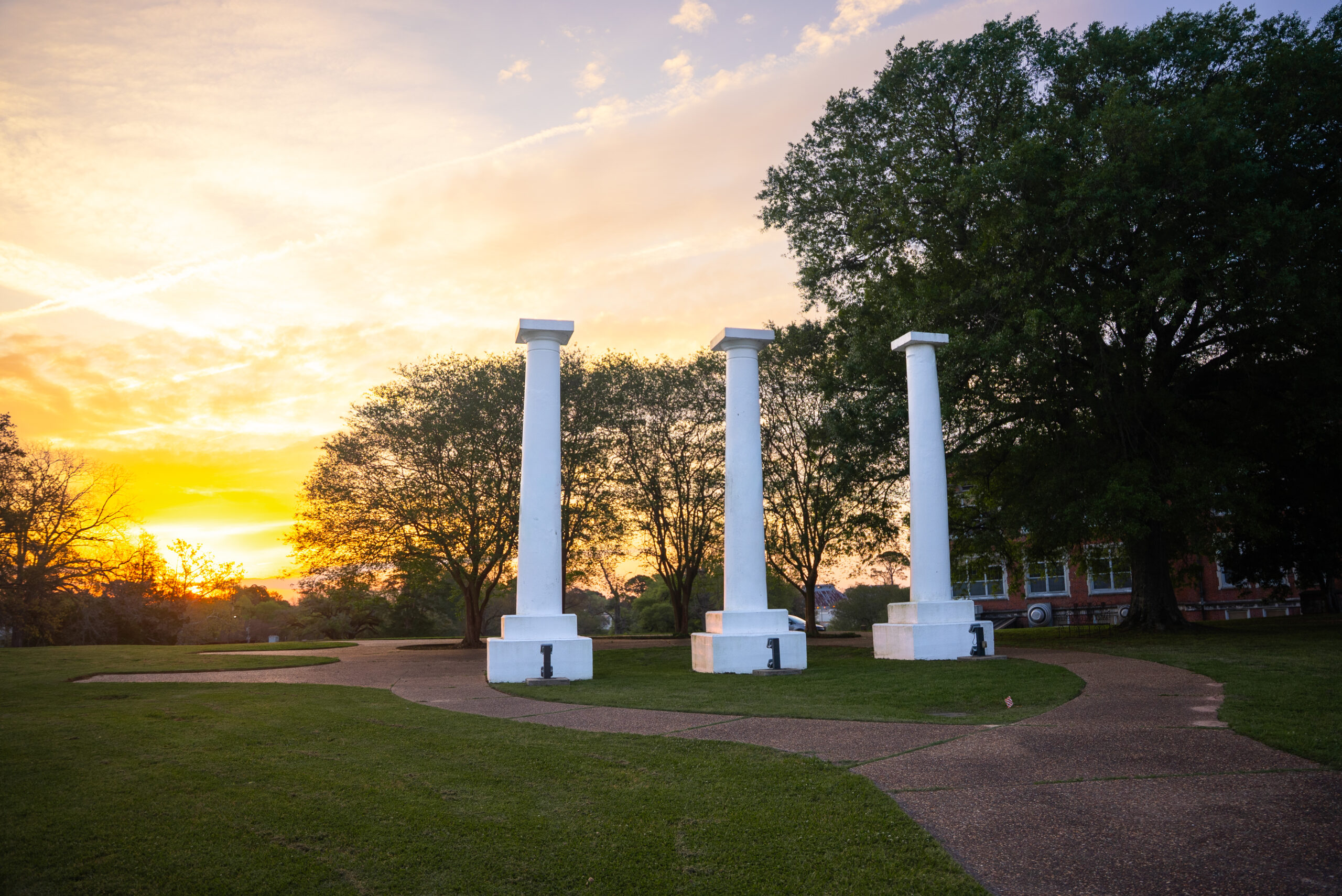 sunset at NSU Columns