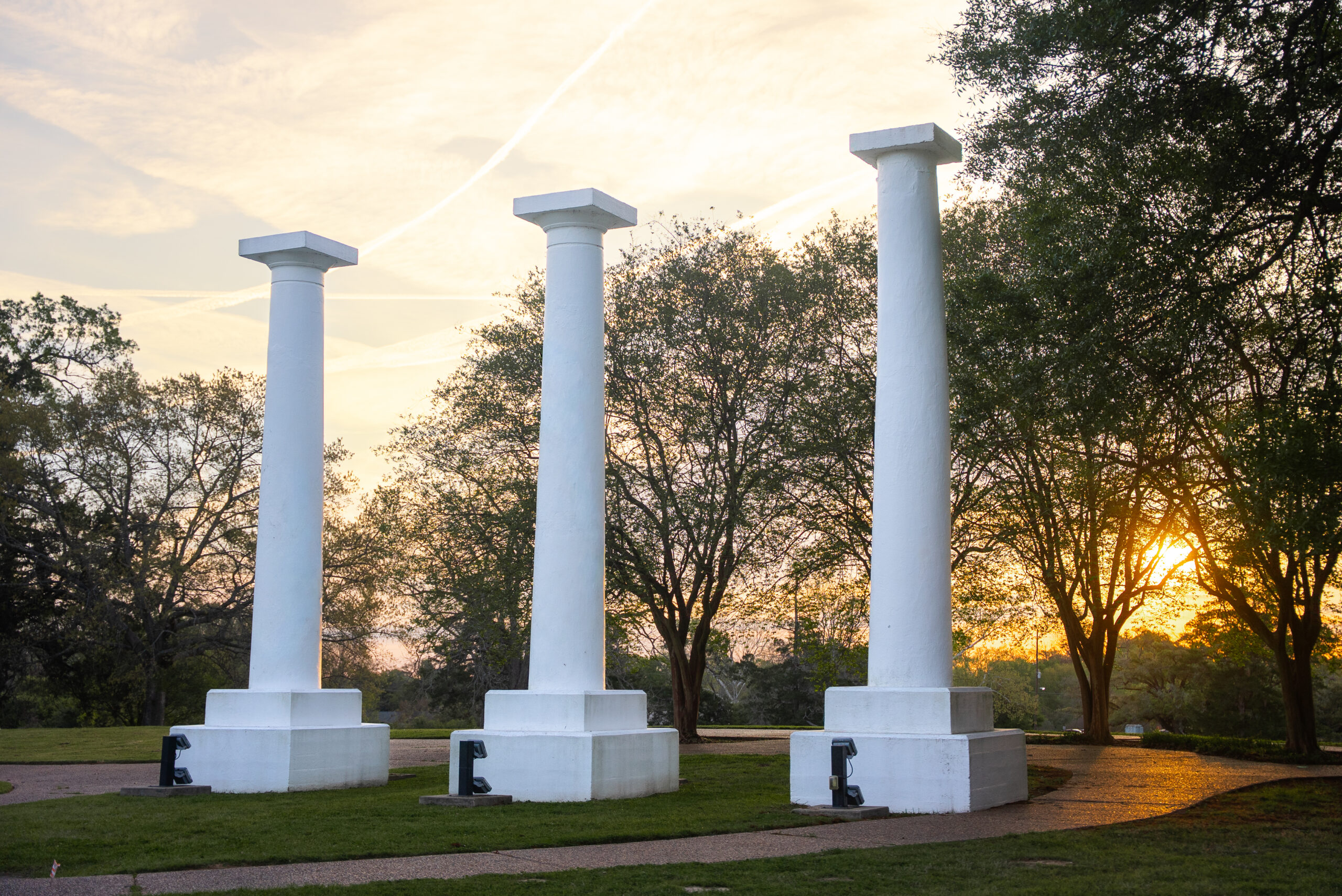 sunset at NSU Columns