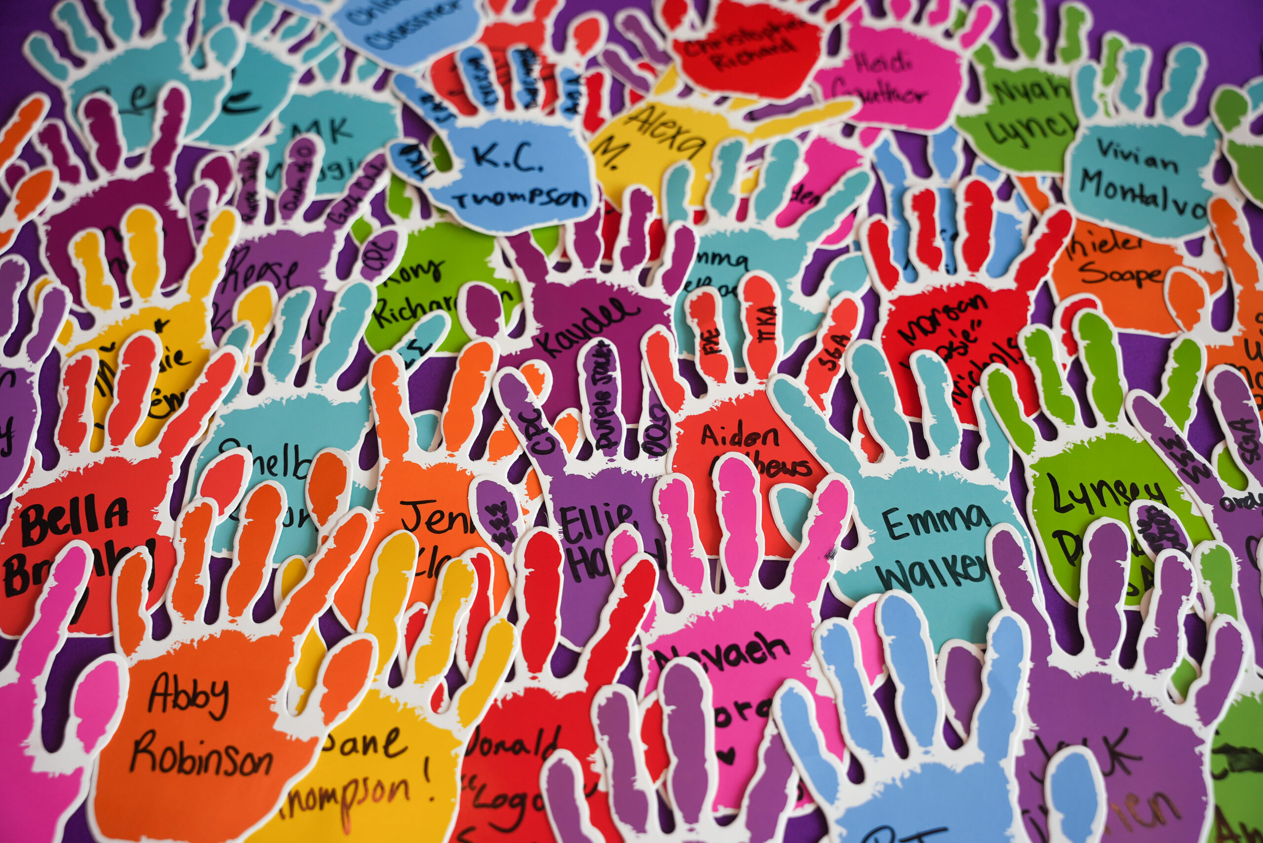 Signed handprints from Northwestern State University students mark their pledge against hazing during Hazing Prevention Week Monday, Sept. 21.