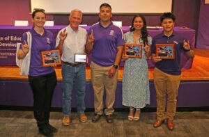 Honorees from the Department of Military Science were, from left, Layla Theriot Wood, Fred R. Flurry, Cpt. Armando Lopez, Megan Franchino and Joseph Resendez.  